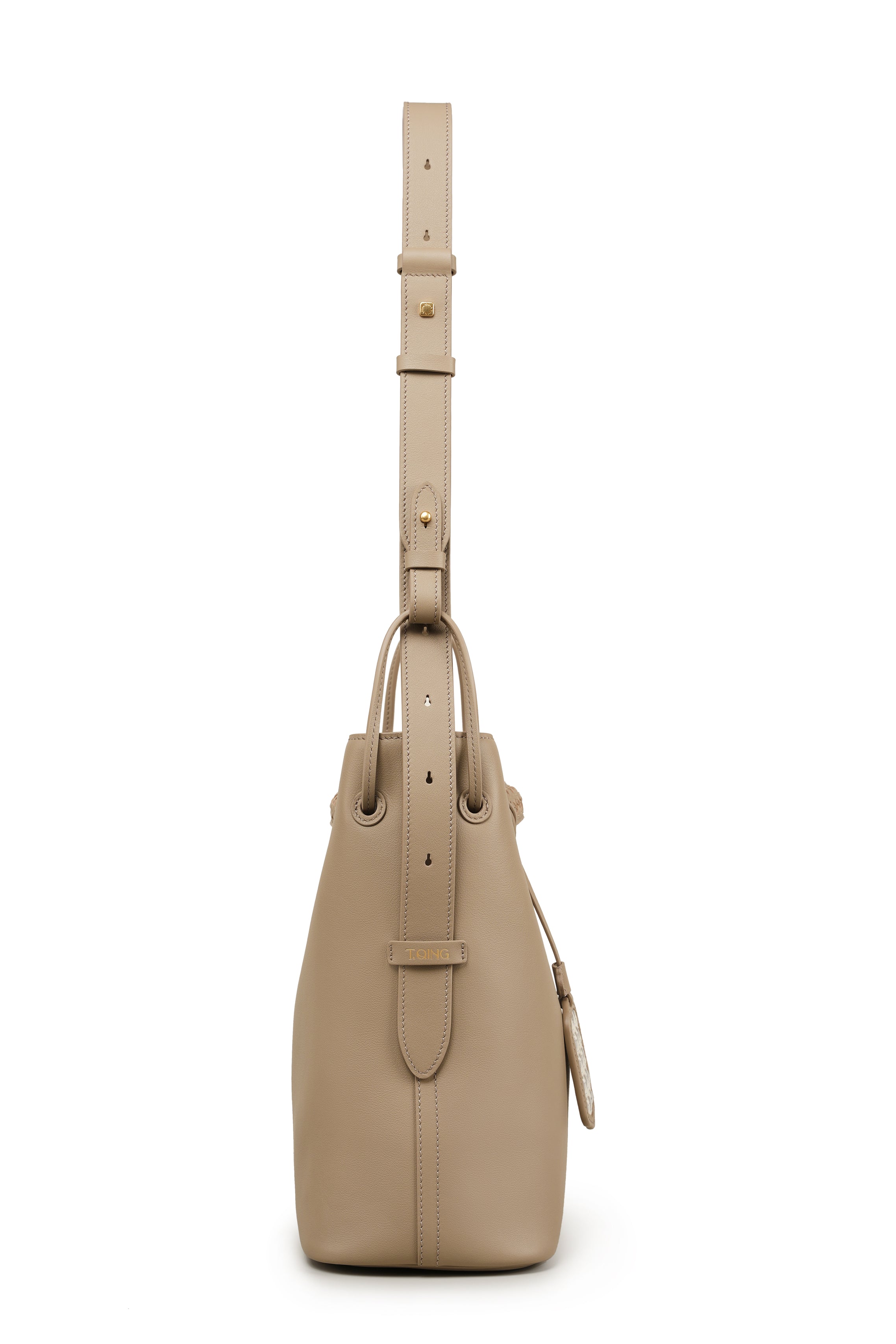 Elegant Bamboo Weaving Leather Bucket Bag