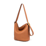 TIANQINGJI Handmade Gold Brown TOGO Leather Ease Bucket Bag