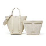 TIANQINGJI Handmade Cream White TOGO Leather Picotin Tote Bag