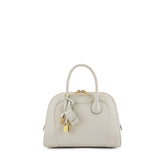 TIANQINGJI Handmade Cream White EVE Leather Dome Shell Tote Bags