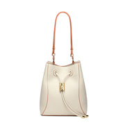 TIANQINGJI Handmade White TOGO Leather Shoulder Bucket Bag