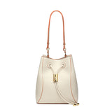 TIANQINGJI Handmade White TOGO Leather Shoulder Bucket Bag