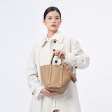 TIANQINGJI Handmade Milk Tea TOGO Leather Picotin Tote Bag