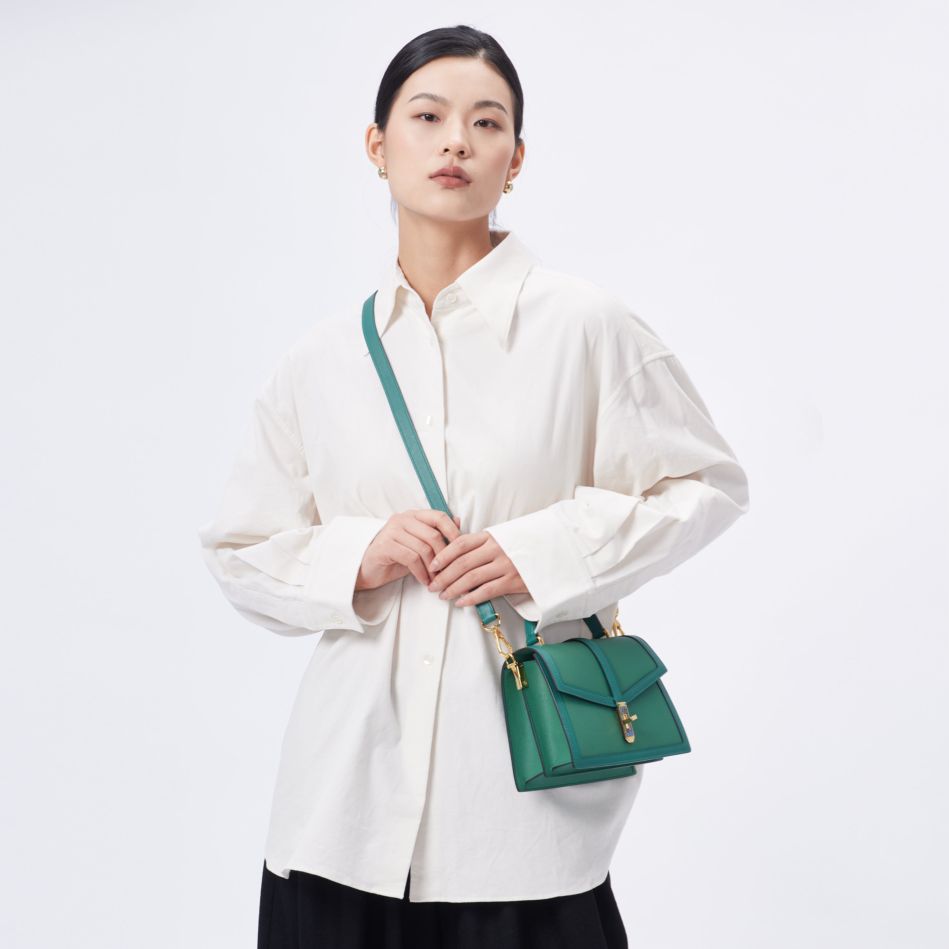 TIANQINGJI Handmade Green EP SWIFT Leather Organ Crossbody Bag