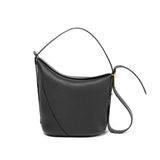 Ease Leather Shoulder Bucket Bag Gold Brown Elegant Black
