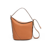 Ease Leather Shoulder Bucket Bag Gold Brown