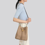 TIANQINGJI Handmade Apricot TOGO Leather Shoulder Bucket Bag