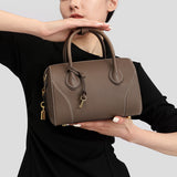 TIANQINGJI Handmade Etoupe SWIFT Leather Boston Tote Bag