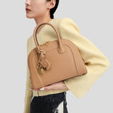 TIANQINGJI Handmade Milk Tea EVE Leather Dome Shell Tote Bag