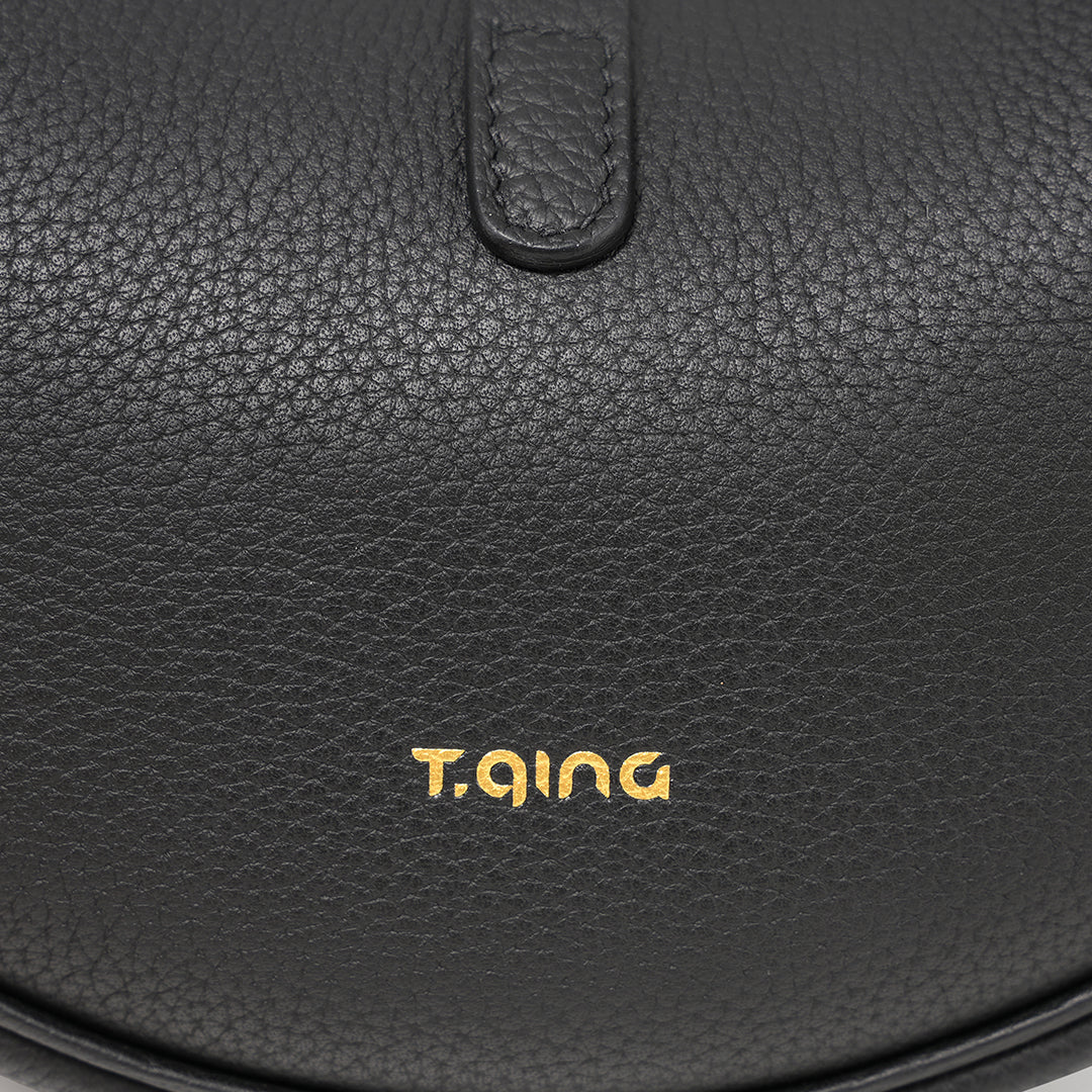 TIANQINGJI Handmade Black TOGO Leather Crescent Bag