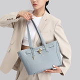 TIANQINGJI Handmade Blue TOGO Leather Shoulder Tote Bag