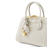 TIANQINGJI Handmade Cream White EVE Leather Dome Shell Tote Bags