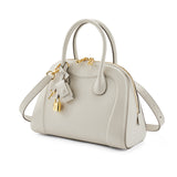 TIANQINGJI Handmade Cream White EVE Leather Dome Shell Tote Bags