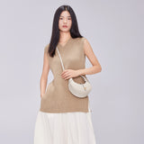 TIANQINGJI Handmade Cream White TOGO Leather Crescent Bag