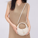 TIANQINGJI Handmade Cream White TOGO Leather Crescent Bag