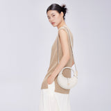TIANQINGJI Handmade Cream White TOGO Leather Crescent Bag