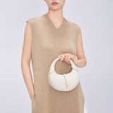 TIANQINGJI Handmade Cream White TOGO Leather Crescent Bag
