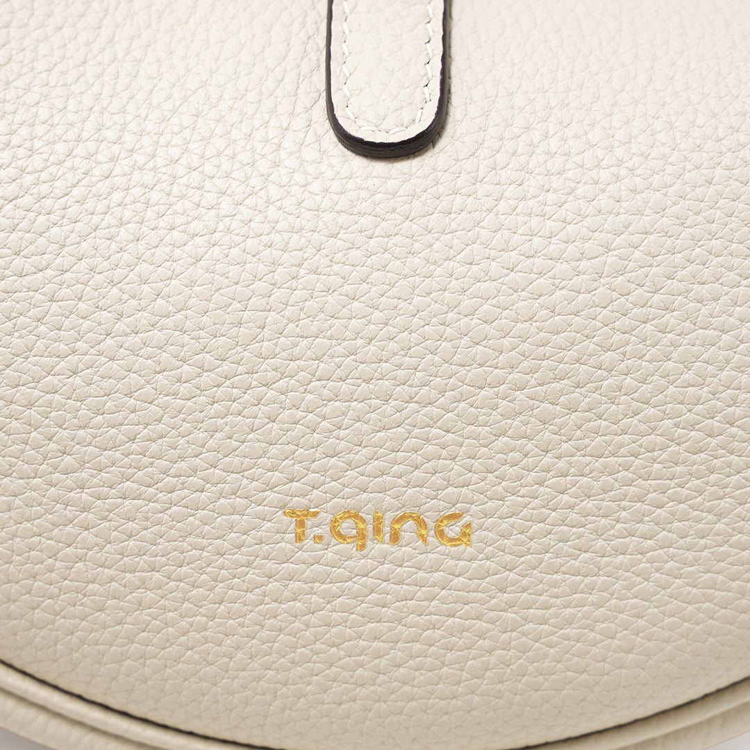TIANQINGJI Handmade Cream White TOGO Leather Crescent Bag