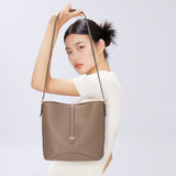 TIANQINGJI Handmade Etoupe TOGO Leather Bucket Bag