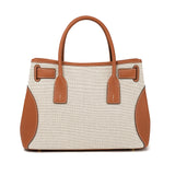 TIANQINGJI Handmade Gold Brown Canvas TOGO Leather Tote Bags