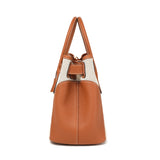 TIANQINGJI Handmade Gold Brown Canvas TOGO Leather Tote Bags
