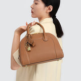 TIANQINGJI Handmade Gold Brown EVE Leather Dome Shell Tote Bag