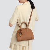 TIANQINGJI Handmade Gold Brown EVE Leather Dome Shell Tote Bag