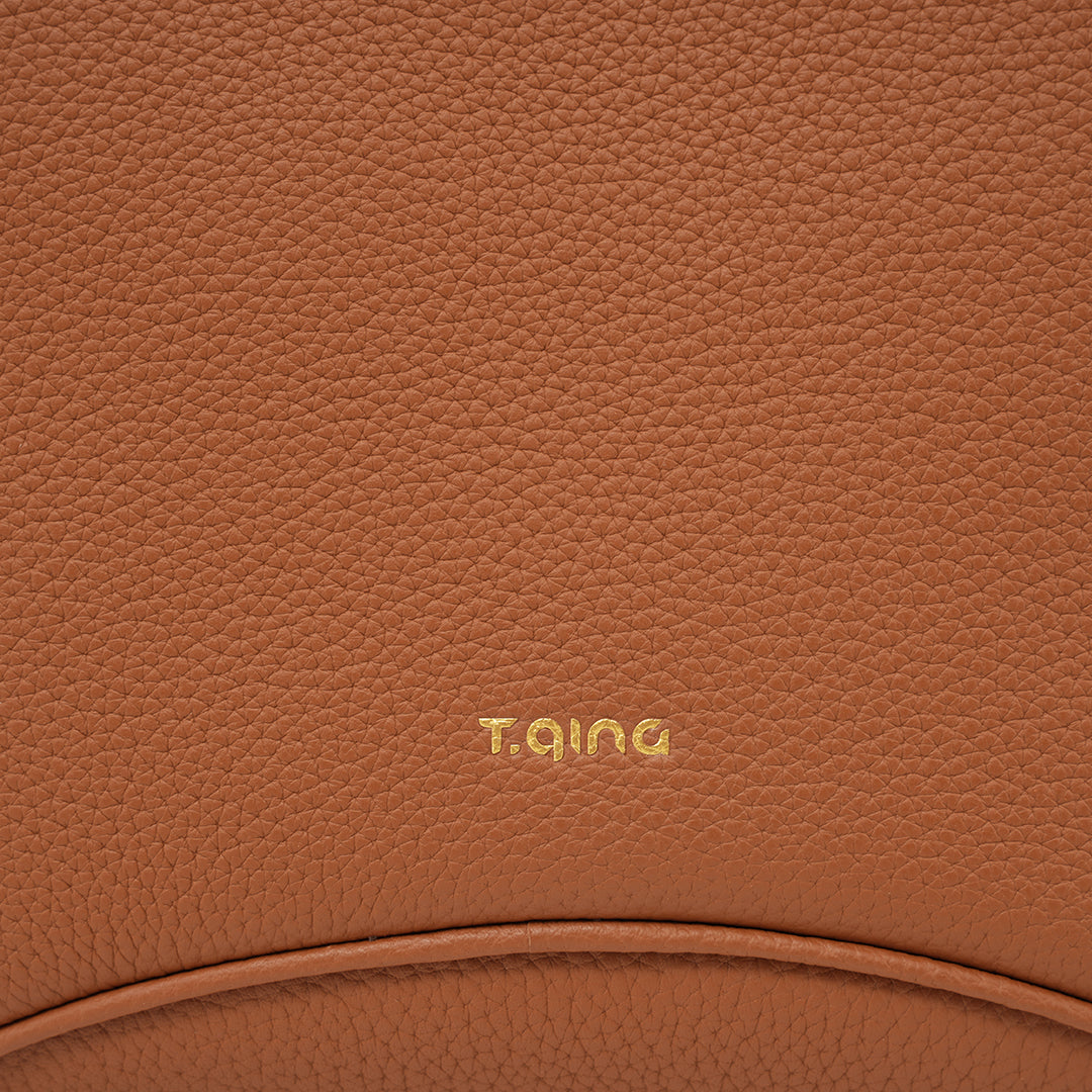 TIANQINGJI Handmade Gold Brown TOGO Leather Bucket Bag
