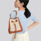 TIANQINGJI Bucket Bag - กระเป๋าสะพายหนังทูโกแฮนด์เมดสีแอปริคอท