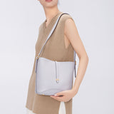 TIANQINGJI Handmade Gray TOGO Leather Bucket Bag