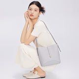 TIANQINGJI Handmade Gray TOGO Leather Bucket Bag