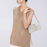 TIANQINGJI Handmade Gray TOGO Leather Shoulder Bag