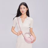 TIANQINGJI Handmade Pink TOGO Leather Crescent Bag