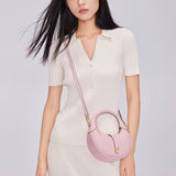 TIANQINGJI Handmade Pink TOGO Leather Crescent Bag