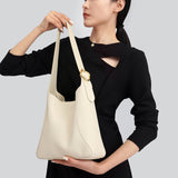 TIANQINGJI Handmade White TOGO Leather Shoulder Hobo Bag