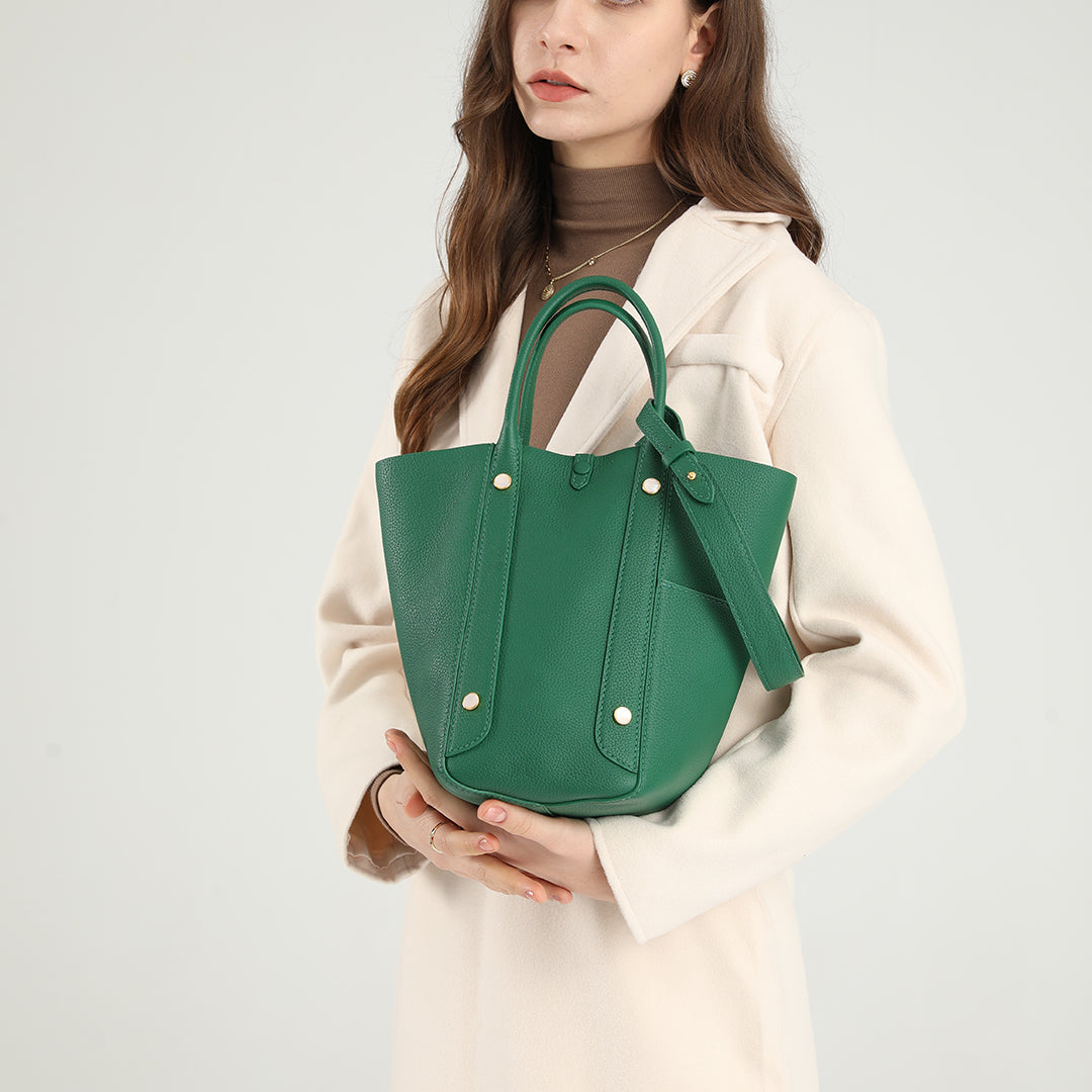 TIANQINGJI Handmade Green TOGO Leather Picotin Tote Bag