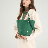 TIANQINGJI Picotin Bag - กระเป๋าโท้ทหนังโทโกสีเขียวแฮนด์เมด