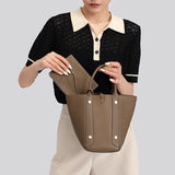 TIANQINGJI Handmade Etoupe TOGO Leather Picotin Tote Bag - Small