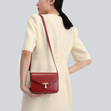 TIANQINGJI Handmade Red BOX Glossy Leather Tofu Crossbody Bag