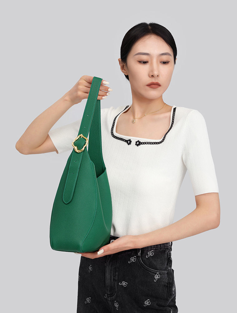 流行 bag handmade leather real white pearl バッグ(女性用