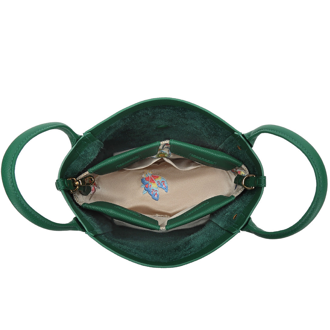 TIANQINGJI Handmade Green Togo Leather Shoulder Hobo Bag