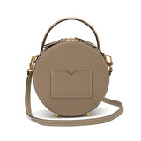 Round Double Zipper Painted Handmade Craft Leather Women's Crossbody Bag -04- MSN