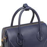 TIANQINGJI Handmade Blue SWIFT Leather Boston Tote Bag