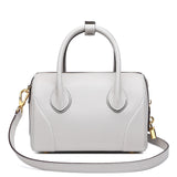 TIANQINGJI Boston Bag - กระเป๋าหนังแฮนด์เมดสีเทามรกต