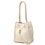 TIANQINGJI Handmade White TOGO Leather Shoulder Bucket Bag