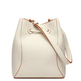 TIANQINGJI Handmade White TOGO Leather Shoulder Bucket Bag