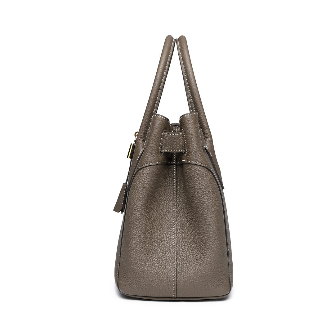 TOGO Leather Handmade Designer Tote Bag For Women -3- Etoupe - Tianqingji